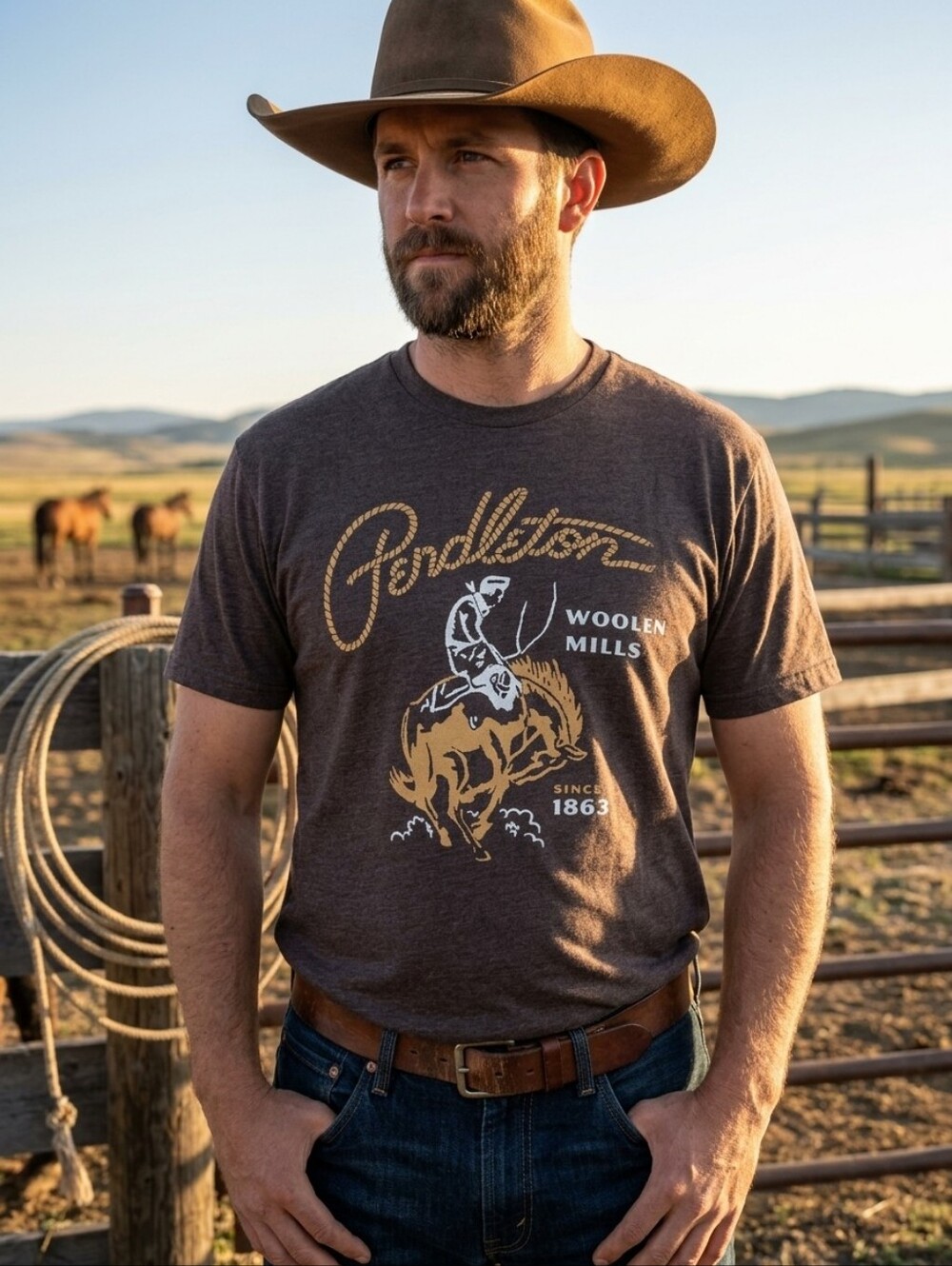Pendleton Woolen Mills Men's short-sleeve Western graphic t-shirt